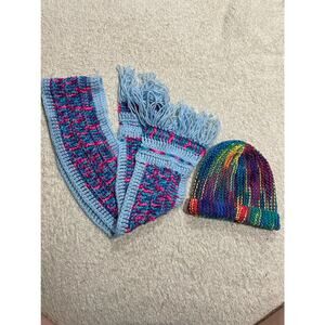 Vintage Handmade Hat & Scarf Knit Picks Stroll and Willow Yarns hat Multicolor